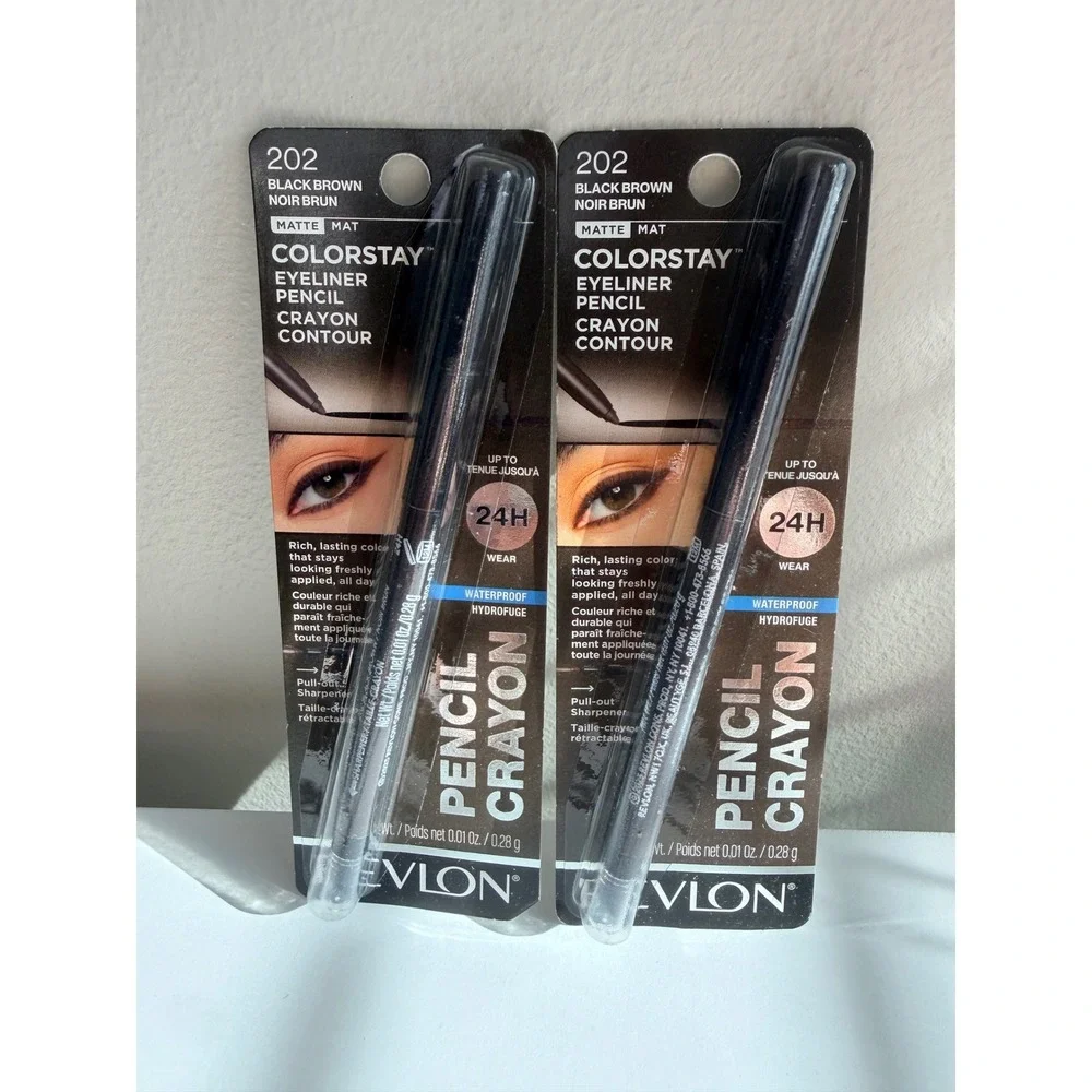 Revlon ColorStay Eyeliner Pencil 202 Black Brown 0.01oz 2pk NWT